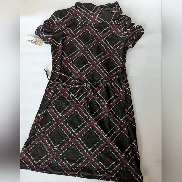 Fall Aline Grey Plaid Short Dress Mod Look Cowl Neck New w/ Tags - Picture 3 of 14